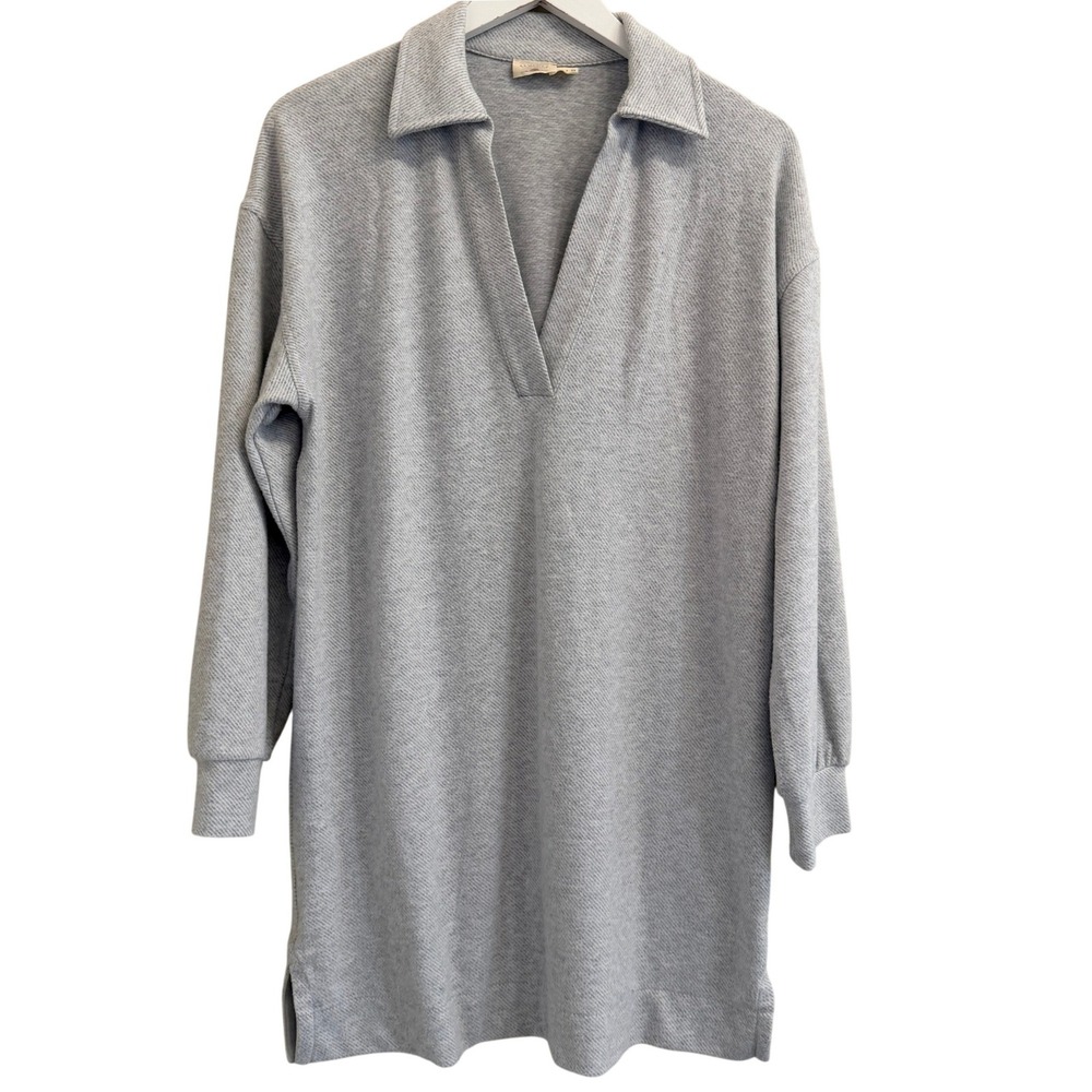 Faherty Legend Sweater Hudson Dress Womens Small Light Heather Grey Polo Relaxed